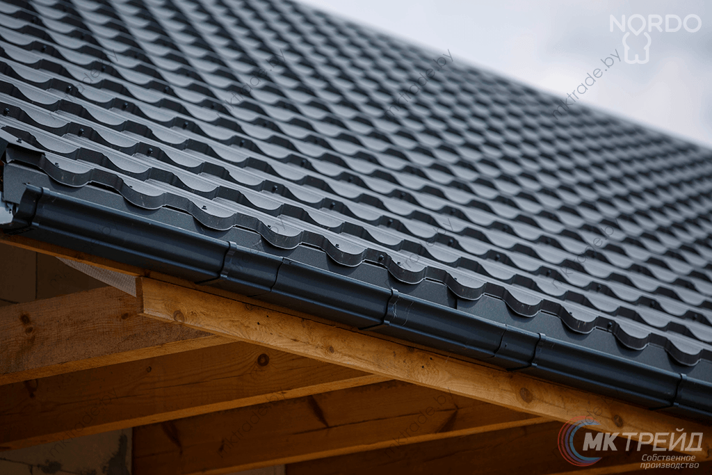 Металлочерепица НОРДО  ®, цвет 7024 (серый графит) МАТ, Arcelor