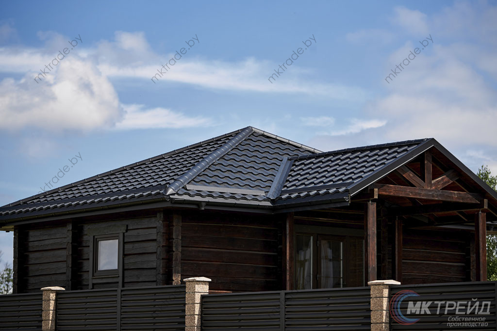 Металлочерепица НОРДО  ®, цвет RAL 9005 (чёрный) МАТ