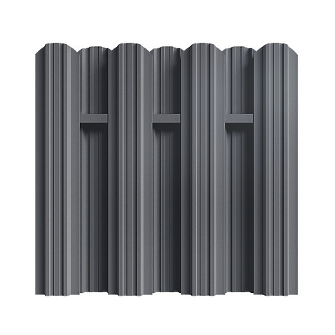 Штакетник Трапеция усил. СТАНДАРТ RAL7024, ГЛЯНЕЦ, двусторонний