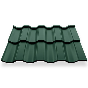 Металлочерепица НОРДО, ГЛЯНЕЦ, RAL 6005, 0,5 мм, модуль