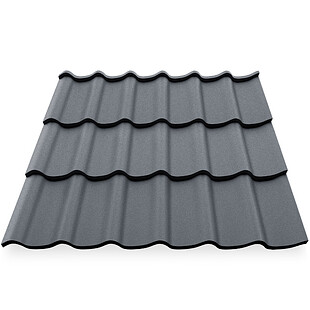 Металлочерепица СуперМонтеррей, МАТ, RAL 7024, 0,45 мм, листовая