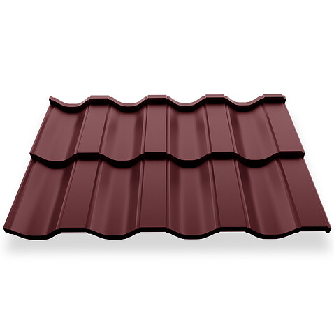 Металлочерепица НОРДО, ГЛЯНЕЦ, RAL 3005, 0,45 мм, модуль