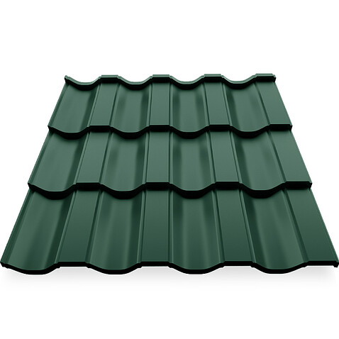 Металлочерепица НОРДО, ГЛЯНЕЦ, RAL 6005, 0,5 мм, листовая