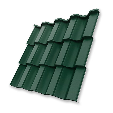 Металлочерепица НОРДО, ГЛЯНЕЦ, RAL 6005, 0,5 мм, листовая