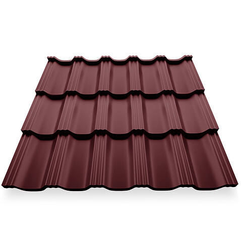 Металлочерепица ГЕРМАНО, ГЛЯНЕЦ, RAL 3005, 0,45 мм, листовая