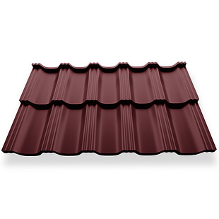 Металлочерепица ГЕРМАНО, ГЛЯНЕЦ, RAL 3005, 0,45 мм, модуль