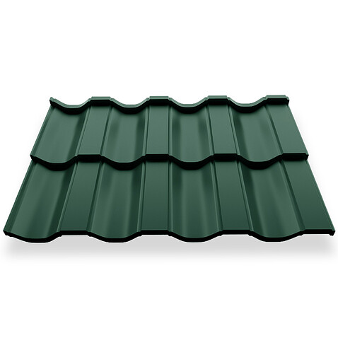 Металлочерепица НОРДО, ГЛЯНЕЦ, RAL 6005, 0,5 мм, модуль