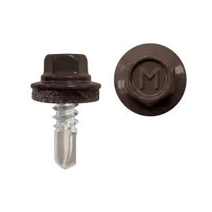 Саморез по металлу Daxmer 5,5*19 с шайбой EPDM со сверлом RAL8019