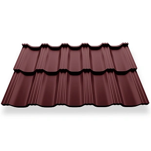 Металлочерепица ГЕРМАНО, ГЛЯНЕЦ, RAL 3005, 0,45 мм, модуль