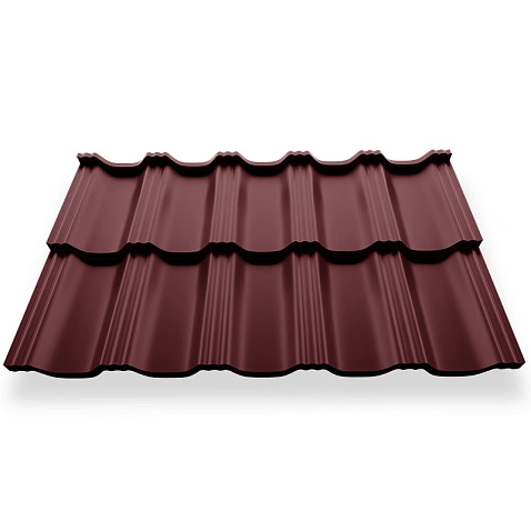 Металлочерепица ГЕРМАНО, ГЛЯНЕЦ, RAL 3005, 0,45 мм, модуль