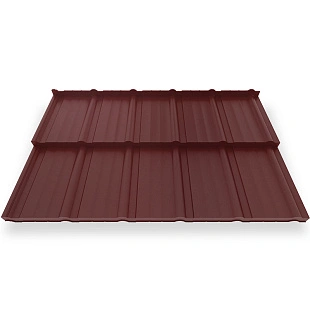 Металлочерепица МОРЕНО, ГЛЯНЕЦ, RAL 3005, 0.5 мм, Модуль