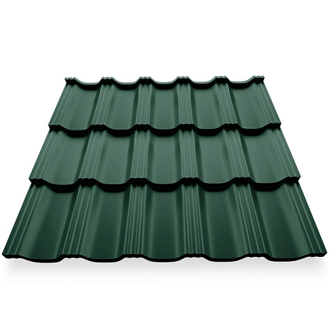 Металлочерепица ГЕРМАНО, ГЛЯНЕЦ, RAL 6005, 0,45 мм, листовая