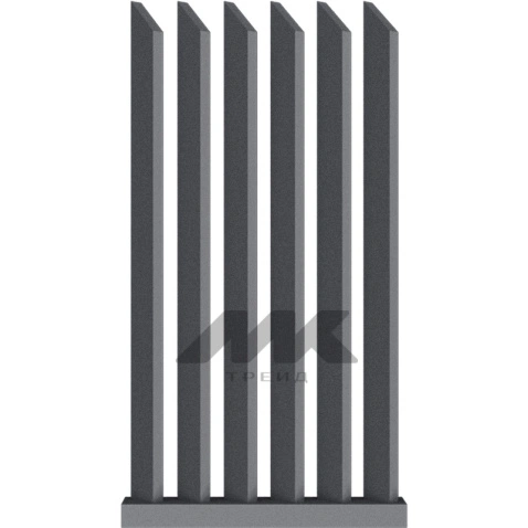 Забор Форпост AL, 100x40мм, зазор ≈59мм, срез 45°, поворот 45°, RAL 7024 МУАР
