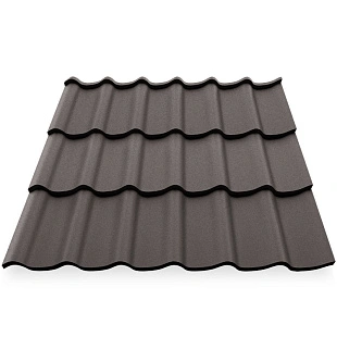Металлочерепица СуперМонтеррей, МАТ, RAL 8019, 0,45 мм, листовая