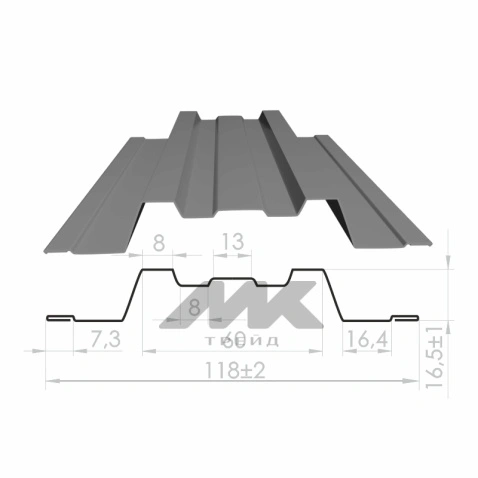 Штакетник Трапеция усил. ПРЕМИУМ RAL7016, МАТ, двусторонний