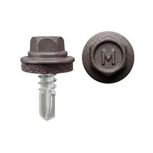 Саморез по металлу Daxmer 5,5*19 с шайбой EPDM со сверлом RAL 8019/RR32 муар