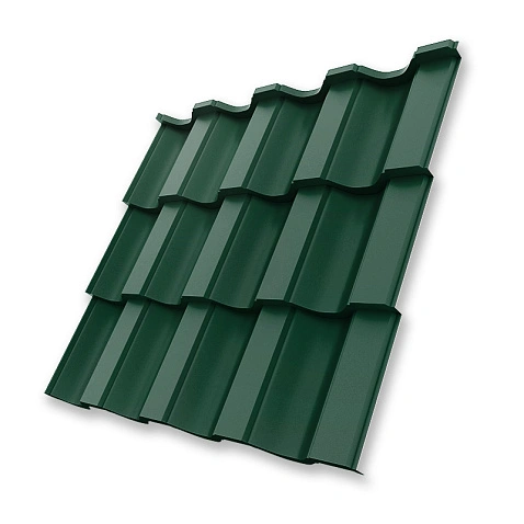 Металлочерепица НОРДО, ГЛЯНЕЦ, RAL 6005, 0,5 мм, листовая