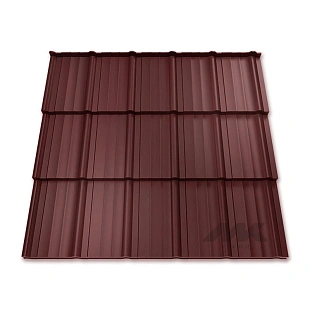 Металлочерепица МОРЕНО, ГЛЯНЕЦ, RAL 3005, 0,5 мм, Листовая