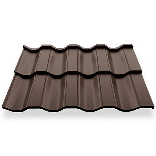 Металлочерепица НОРДО, ГЛЯНЕЦ, RAL 8017, 0,45 мм, модуль