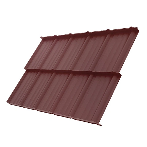 Металлочерепица МОРЕНО, ГЛЯНЕЦ, RAL 3005, 0.5 мм, Модуль