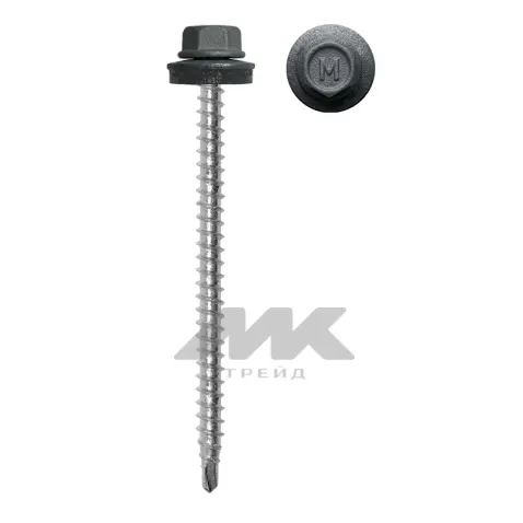 Кровельный саморез Daxmer 4,8*70 с шайбой EPDM со сверлом RAL 7016 муар