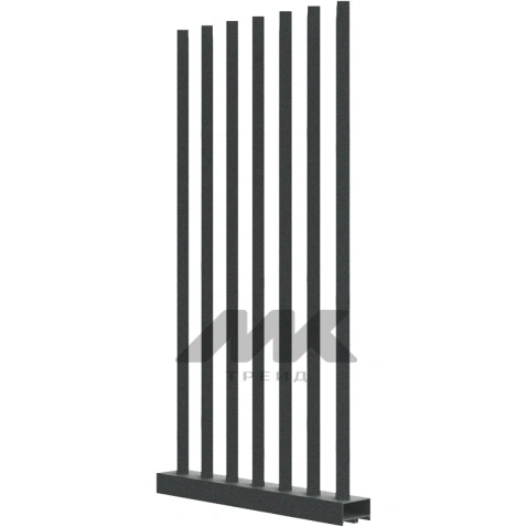 Забор Форпост AL, 60x40 мм, зазор ≈45мм, срез 45°, поворот 45° RAL 7016 МУАР