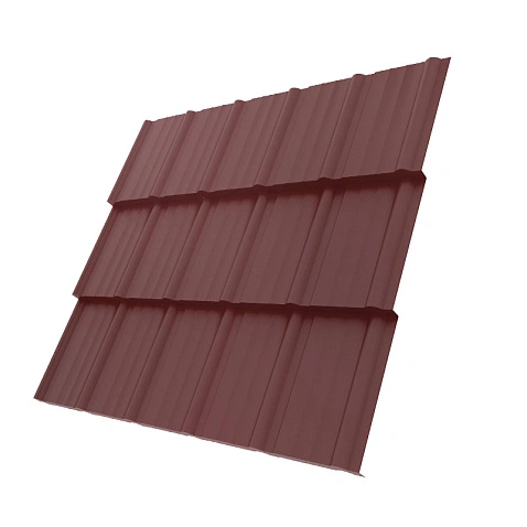Металлочерепица МОРЕНО, ГЛЯНЕЦ, RAL 3005, 0,5 мм, Листовая