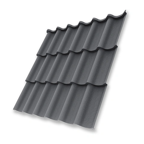 Металлочерепица СуперМонтеррей, МАТ, RAL 7024, 0,45 мм, листовая