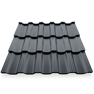 Металлочерепица ГЕРМАНО, ГЛЯНЕЦ, RAL 7024, 0,5 мм, листовая