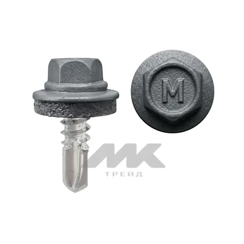 Саморез по металлу Daxmer 5,5*19 с шайбой EPDM со сверлом RAL 7016 муар