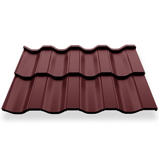 Металлочерепица НОРДО, ГЛЯНЕЦ, RAL 3005, 0,5 мм, модуль