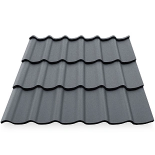 Металлочерепица СуперМонтеррей, МАТ, RAL 7024, 0,5 мм, листовой