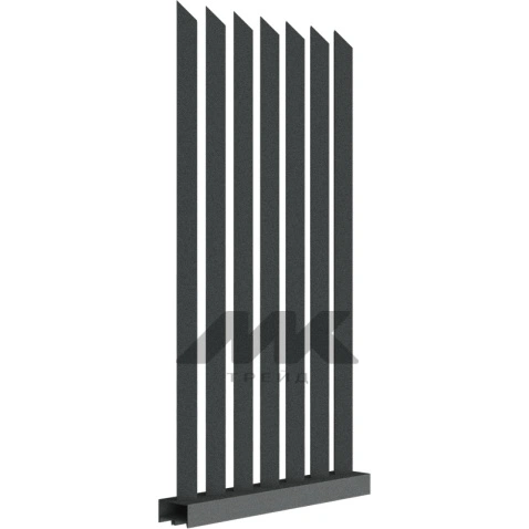 Забор Форпост AL, 60x40 мм, зазор ≈45мм, срез 45°, поворот 45° RAL 7016 МУАР