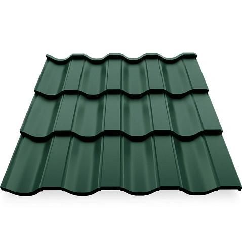 Металлочерепица НОРДО, ГЛЯНЕЦ, RAL 6005, 0,5 мм, листовая