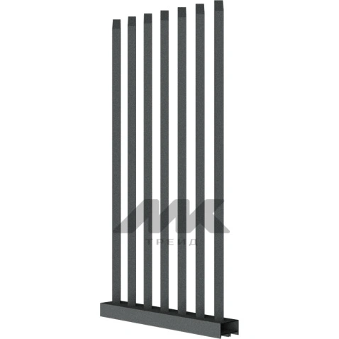 Забор Форпост AL, 60x40 мм, зазор ≈45мм, срез 45°, поворот 45° RAL 7016 МУАР