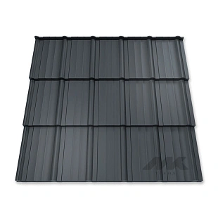 Металлочерепица МОРЕНО, ГЛЯНЕЦ, RAL 7024, 0,5 мм, Листовая