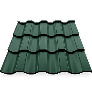 Металлочерепица НОРДО, ГЛЯНЕЦ, RAL 6005, 0,45 мм, листовая