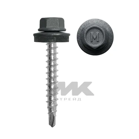 Кровельный саморез Daxmer 4,8*35 с шайбой EPDM со сверлом RAL 7016 муар
