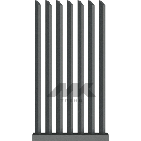Забор Форпост AL, 60x40 мм, зазор ≈45мм, срез 45°, поворот 45° RAL 7016 МУАР