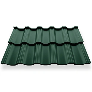 Металлочерепица ГЕРМАНО, ГЛЯНЕЦ, RAL 6005, 0,45 мм, модуль