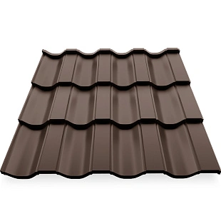 Металлочерепица НОРДО, ГЛЯНЕЦ, RAL 8017, 0,45 мм, листовая