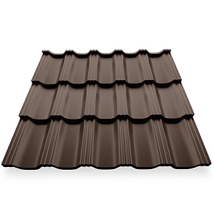 Металлочерепица ГЕРМАНО, ГЛЯНЕЦ, RAL 8017, 0,45 мм, листовая