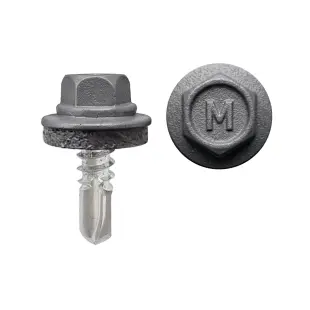 Саморез по металлу Daxmer 5,5*19 с шайбой EPDM со сверлом RAL 7021 муар