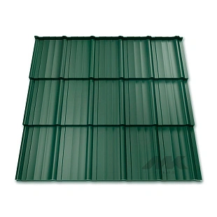 Металлочерепица МОРЕНО, ГЛЯНЕЦ, RAL 6005, 0,5 мм, Листовая